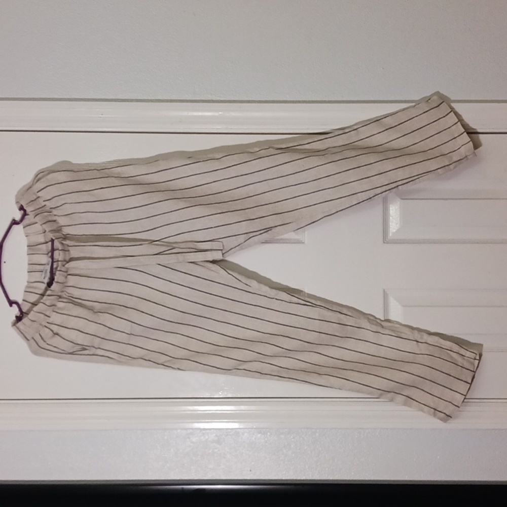 Mango Striped Linen Pants Trousers.